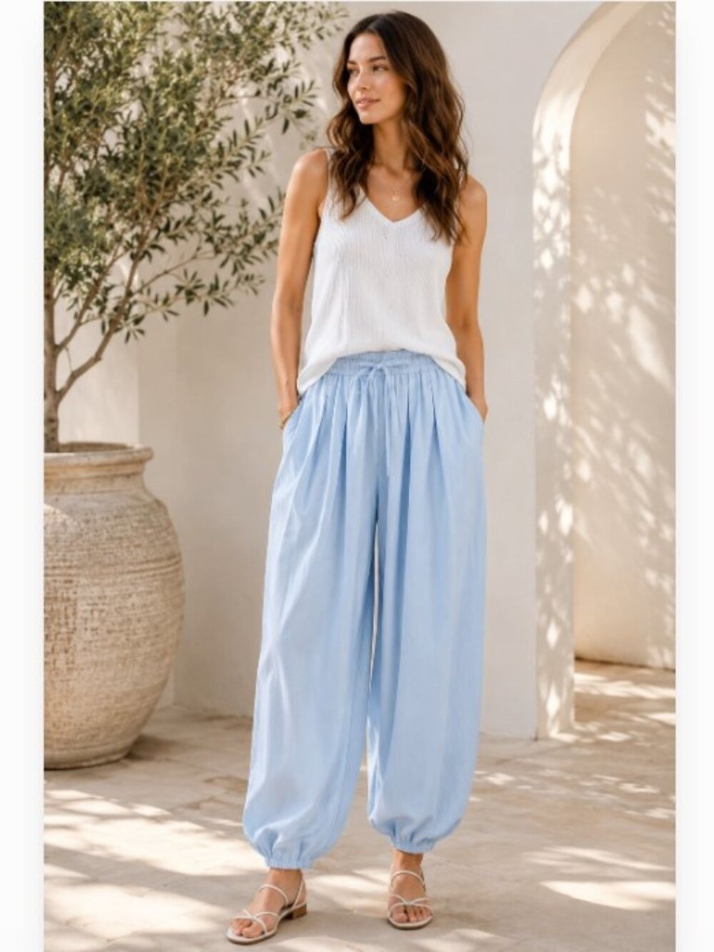 Celeste Powder Blue Breeze Balloon Cotton Jogger Pants